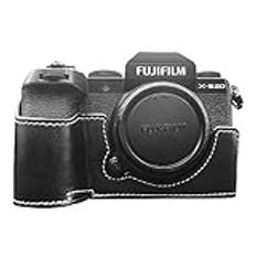 MUZIRI KINOKOO Fodral till Fujifilm Fuji XS20/X-S20 kamera, retro stil PU-läder Fuji XS20 skyddsfodral med handgrepp och öppning botten design – svart