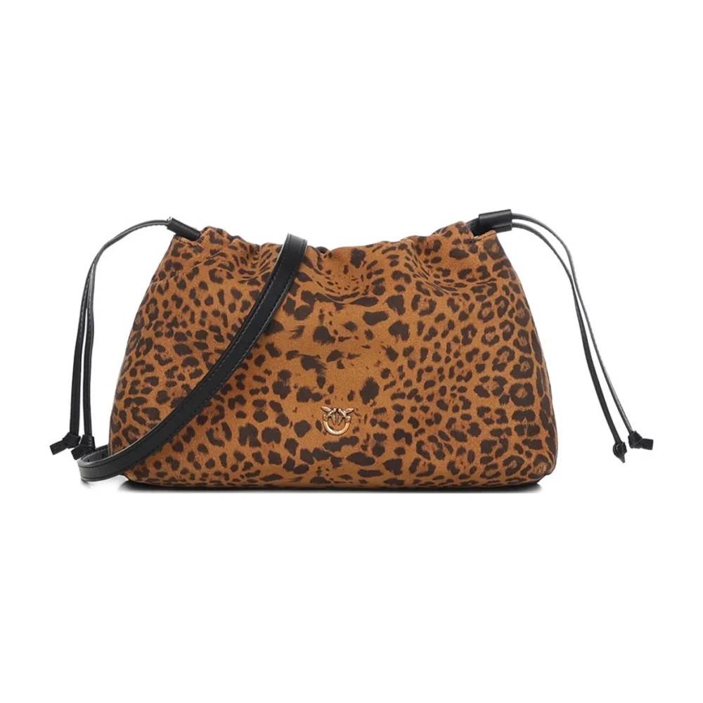 PINKO Mini Clutch Suede Stampa Macul Animalier - Tasker - Dame - Brun - ONE SIZE - Suede