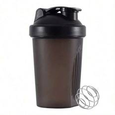 1st, bärbar proteinshaker, svartvit färgshaker, halkfri design, klassisk ringtopp och utrustad med en omrörningsboll i rostfritt stål, lämplig för uto - Multifärgad (svart,Vit)