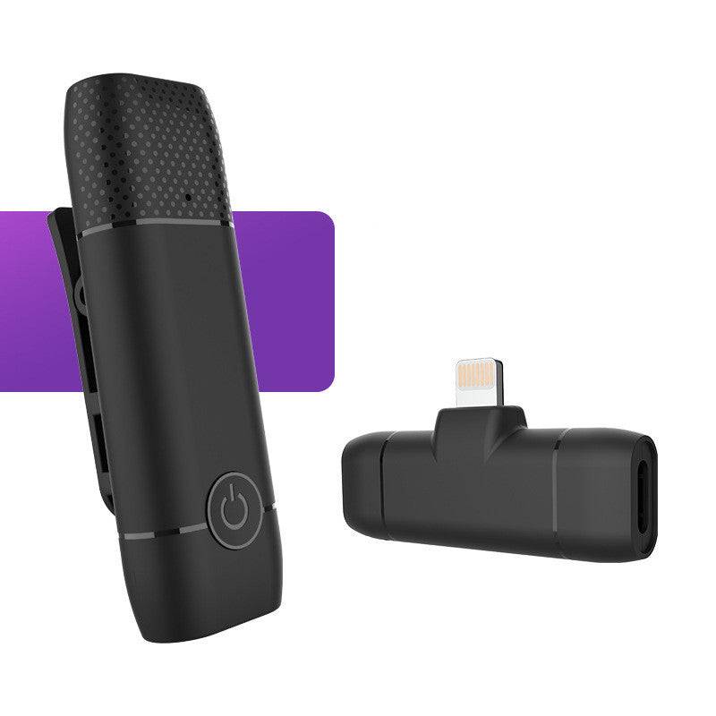 Live Mobile Phone Noise Reduction Microphone Small Microphone Mini Radio - Black / Lightning wireless lavalier wh
