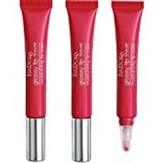 IsaDora Glossy Lip Treat Plumper Gloss – Återfuktande Rött Läppglans Vårdande Glans Kit - Hyaluronsyra för Fylliga Läppar med Jojoba och Kollagen – Vegan Makeup, 3-Pack 62 Poppy Red