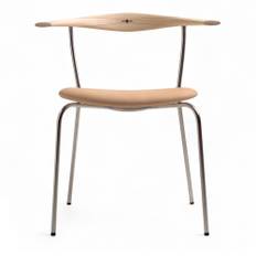 PP Möbler - PP701 Minimal Chair - Natur lädersits - Ask såpad - Matstolar - Hans J. Wegner - Träfärgad - Trä