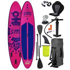 BRAST® SUP Board Summer | Aufblasbares Stand up Paddle Set | 320x81x15cm viele Modelle | 5 Jahre Garantie | inkl. Sonderzubehör | 2in1 Paddel Kajak-Sitz Action-Cam-Halterung Fußschlaufe | Pink