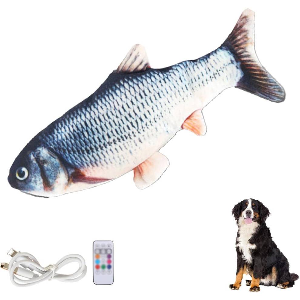 Vibrerende Floppy Fish hundelegetøj, interaktivt gyngelegtøj til små og store hunde, sikker til aggressiv tygging, kompatibel med fjernbetjening