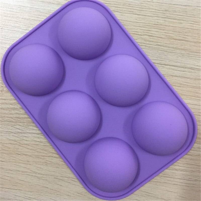 Ttlife 6 hål silikon bakform för bakning 3d bakeware choklad halv boll sfärform cupcake cake diy muffins köksredskap