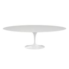 Knoll - Saarinen Oval Table - Matbord, 244 x 137 cm, Vitt underrede, skiva i Vit laminat - Spiseborde - Eero Saarinen - Hvid - Laminat/Metal