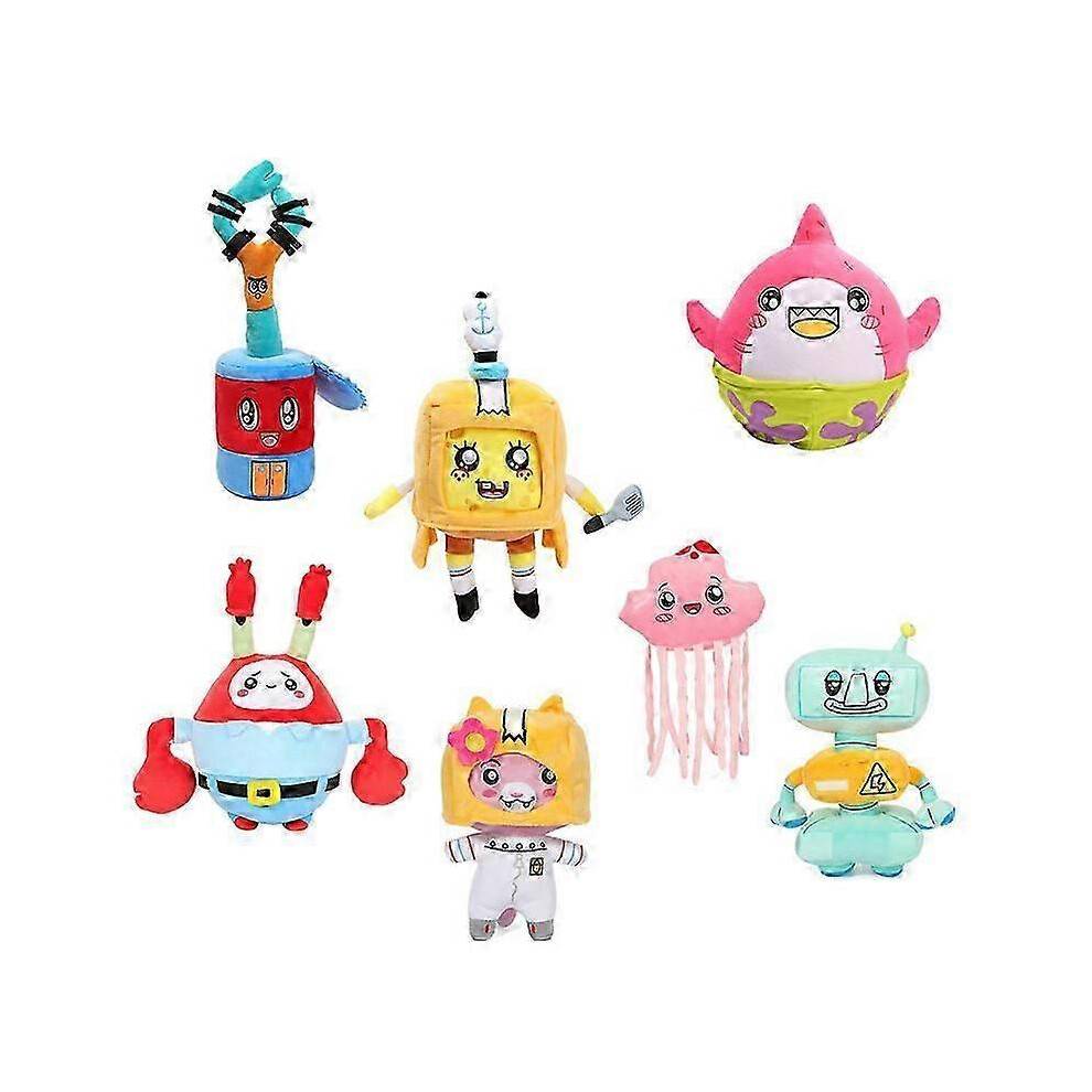 (Ocean Foxy) SpongeBob Lankybox Stuffed Animals Plush Toy Foxy Boxy Rocky Shark Robot Doll Children's Gift