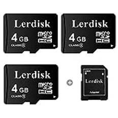 Lerdisk Factory Wholesale 3-pack Micro SD-kort 4 GB klass 6 MicroSDHC med SD-adapter producerad av 3C grupp auktoriserad licens (4 GB C6)