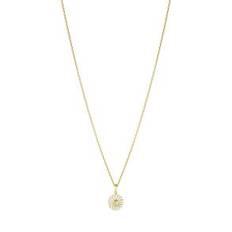 Daisy vedhæng, 11 mm., m. kæde i forgyldt sølv m. hvid emalje fra Georg Jensen