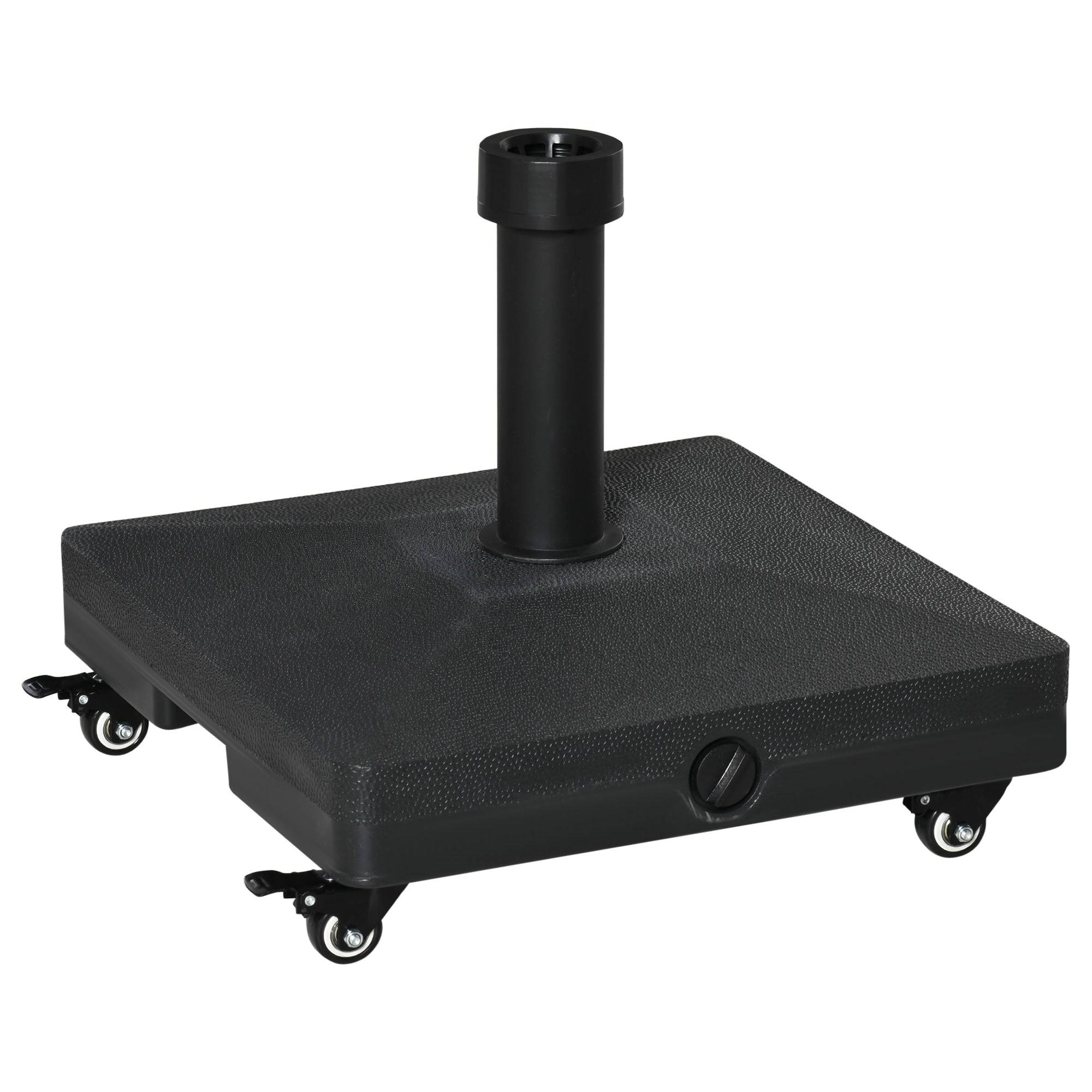 Parasolfod, fyldbar op til 20 kg, parasol med hjul, parasolstativ til parasolstænger 22-38 mm, parasolfod til have, terrasse, balkon, sort