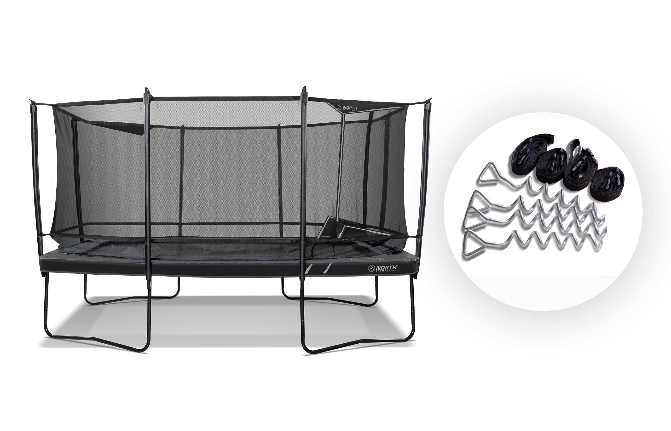 Trampolin North Legend Firkantet / 5,3 m x 3,6 m / Anchor Bundle.