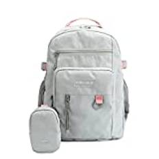 FANDARE Casual ryggsäck, skolryggsäck, skolväskor, dagpacks med 15,6 tums laptopfack, skolväskor med mobiltelefonväska, flicka, pojke, barnryggsäck för universitet, resor, fritid, Grårosa, L, Söt