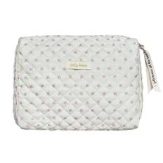 Aucuu Große Kosmetiktasche für unterwegs, mit Reißverschluss, Blumenmuster, große Kapazität, Kulturbeutel für Reisen, für Damen und Mädchen, #4 Stil B-beige, 32 * 22 * 2.5cm