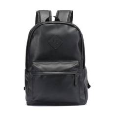 Men Leather Backpack Multifunctional Laptop Backpack with Usb Charging Port Earphone Perforation Casual Student Schoolbag Fashion Computer Bag 14 svart