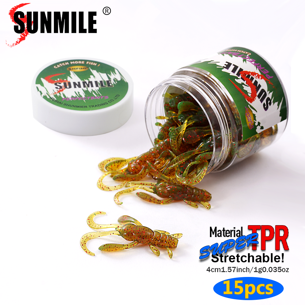 SUNMILE Fishing Soft Bait Worm Artificial Baits 4cm/1g 20pcs Rock Fishing Shrimp Baits Souple Lure Perch Trout Bass Lures