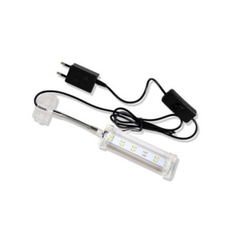 Hvidt LED Akvarielampe 6W med 12 Perler - Klemme & Skifter, 21-31cm