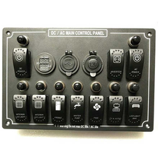 Elpanel - 10 Kontakter Dc Strømudtag, Usb Udtag, Amperemeter/Voltmeter Display