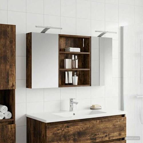 Badrumsskåpsset 3 pcs 100 x 10,5 x 50 cm Konstruerat trä