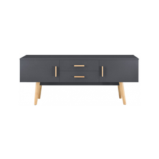 ALVA Tvbord i træ og møbelplade H56 x B140 x D40 cm - Natur/Grå