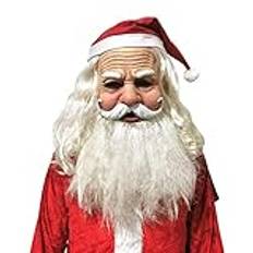 Tomtemask för Män Realistisk Latex Vitt Skägg Jultomtemask Julmaskerad Cosplay Festmasker för Vuxna Kvinnor Män (Blandad färg)