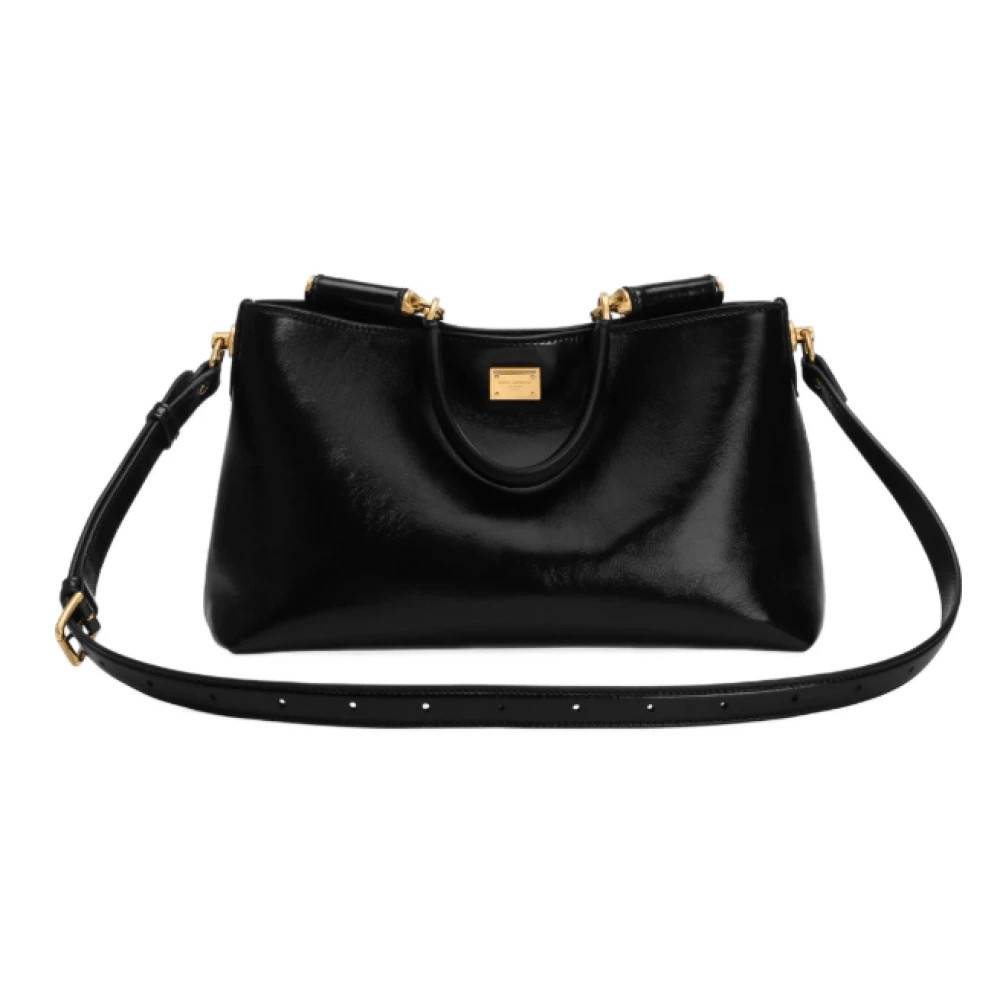 Dolce & Gabbana Vittoria Calfskin Håndtaske - Tasker - Dame - Sort - ONE SIZE - Uld