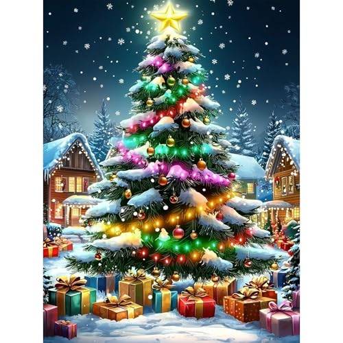 Lxmsja 5D diamantmålning för jul – diamantmålning – vuxen julgran – diamantmålning – korsstygnsbroderi kit – väggdekoration för hemmet – 30 x 40 cm