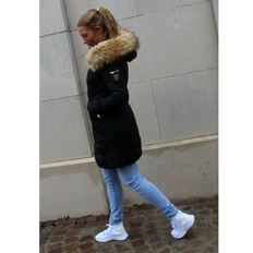 Rock and Blue Ciara sort vinterjakke med natur faux fur