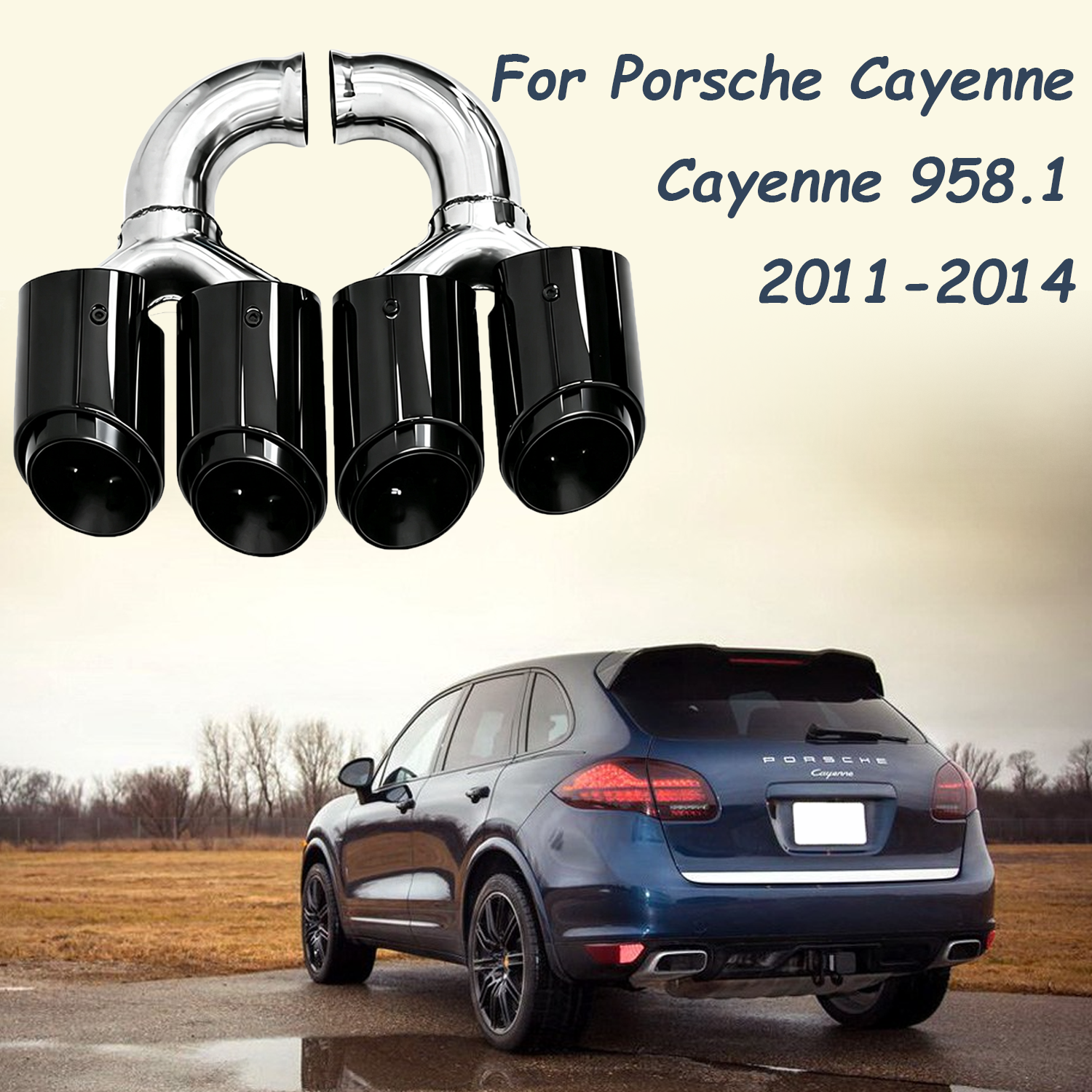 Quad Exhaust Tips For Porsche Cayenne 958.1 92A V6 2011-2014 GTS Upgrade 304 Stainless Steel Direct Fit Muffler Tailpipe Nozzle