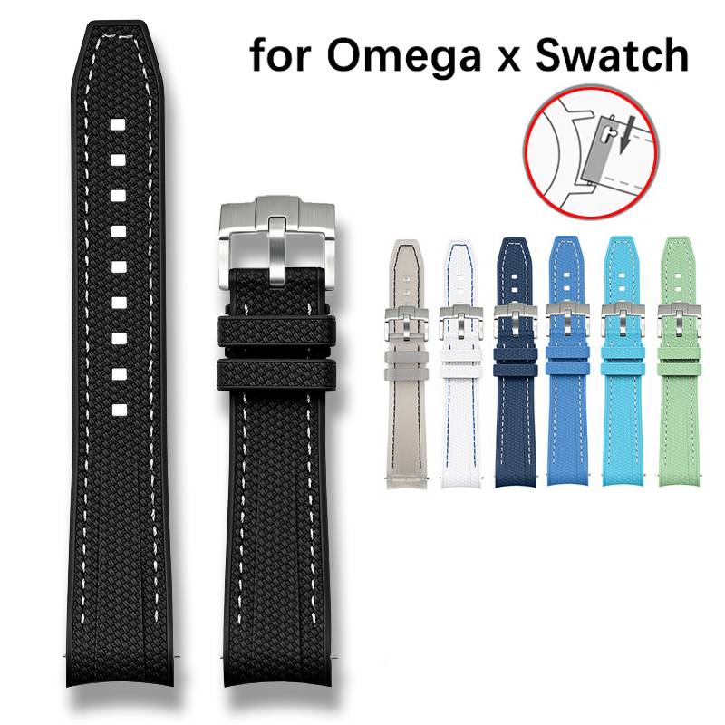 Liquid Silicone Watch Strap 20mm for Omega X Swatch MoonSwatch Quick Release Men Women Curved End Replace Watch Band Bracelet