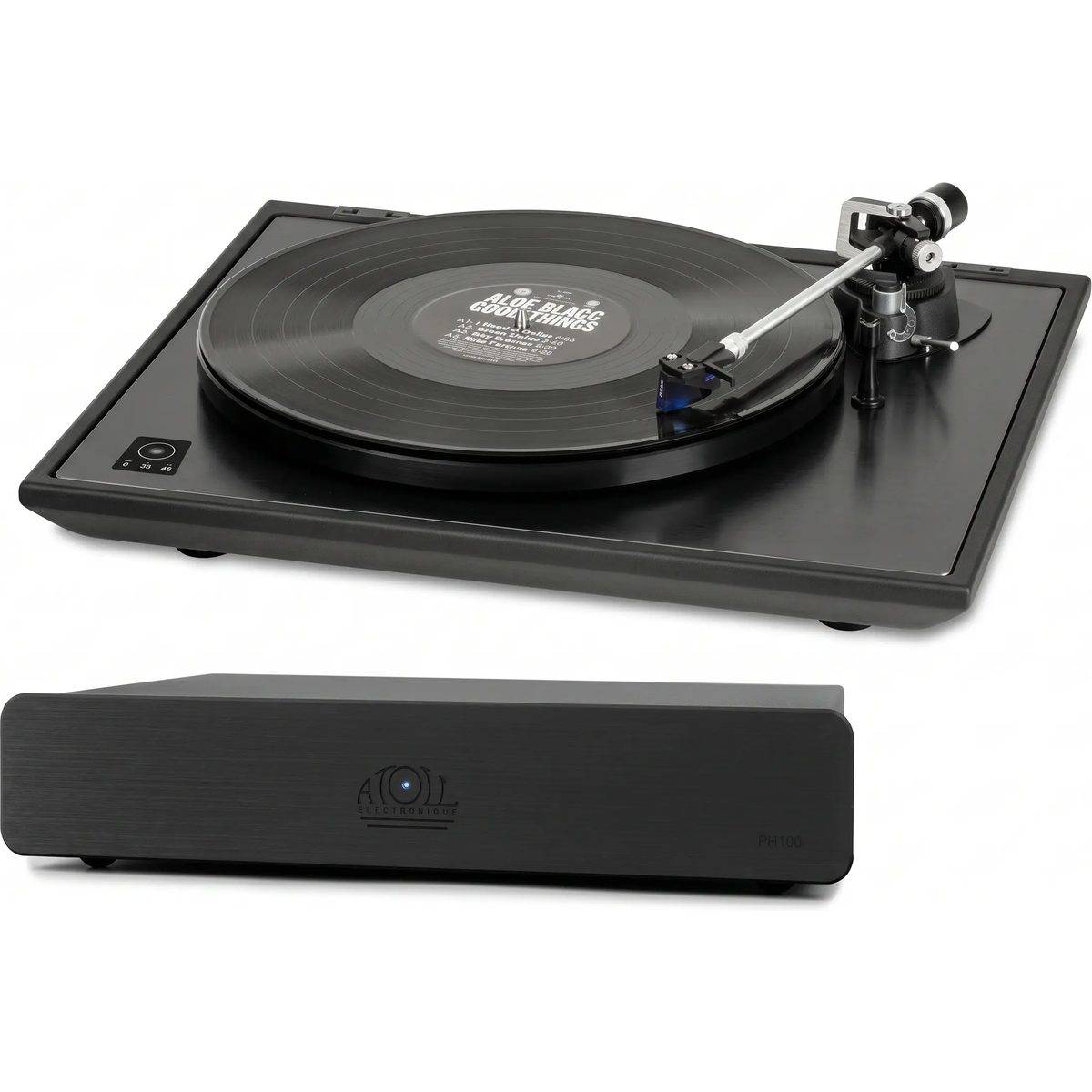 Rekkord Audio + Atoll Electronique PH100 svart + M500 svart Cellule 2M blue