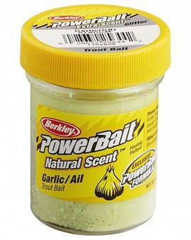 POWERBAIT GLITTER TROUT BAIT GARLIC WHITE