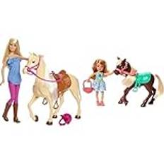 Barbie FXH13 - Barbie-docka med Häst, för Barn mellan 3 till 7 når & Barbie GHV78 - Barbie Club Chelsea-docka och Häst, 15 cm, Blond med Kläder och Tillbehör, fär Barn från 3 till 7 år