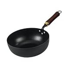 ZUYNPOQ Wokpanna non-stick wok handhamrad köksredskap matlagningsgrytor allmän induktion spis gas kokande pannor rund botten wok järn wok, diameter 24 cm