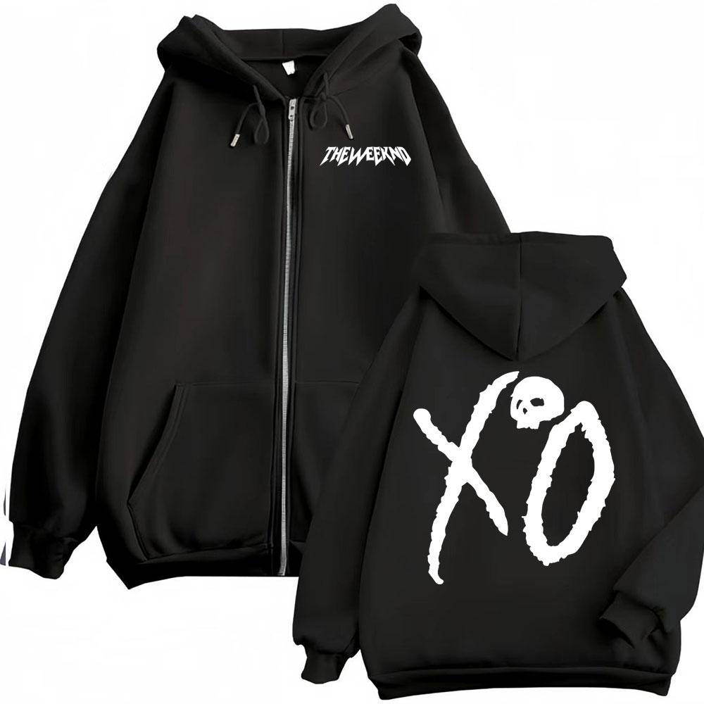 The Weeknd XO After Hours Til Dawn Jacka Tröjor Herrkläder Överdimensionerade Huvtröjor med Dragkedja Fleece Långärmad Dragkedja Pullovers cm white