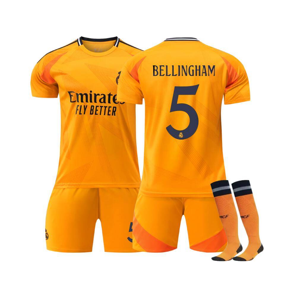 (26(140-150CM)) Comfortable 2425 Real Madrid Away BELLINGHAM #5 Training Suit With Socks