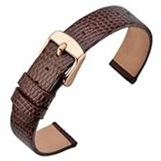 ANNEFIT Klockarmband 10mm 12mm 13mm 14mm 15mm 16mm 18mm 20mm kvinna, Reservdelar av mjukt kalvskinn, Brown/Spänne Rose Gold, 13mm, modernt