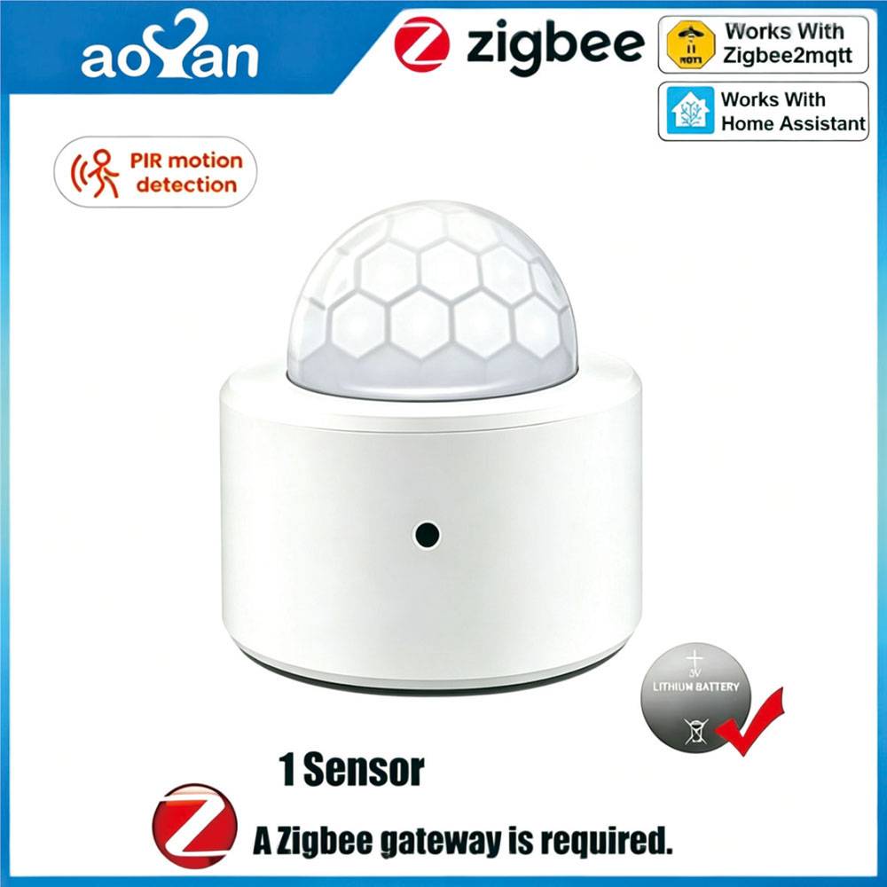 Aoyan Zigbee 3.0 Mini PIR Motion Sensor Human Motion Infrared Detector Security Alarm Works With Alexa Google Home Zigbee2MQTT