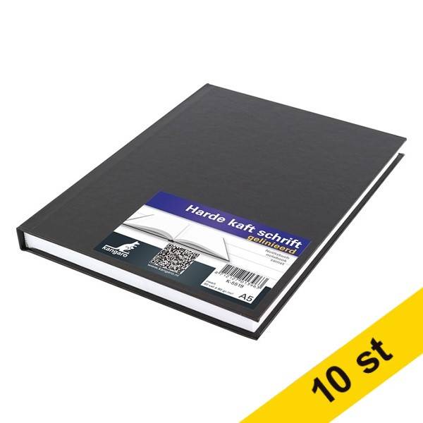 Anteckningsbok A5 linjerat | svart | 80 ark | Kangaro | 10st