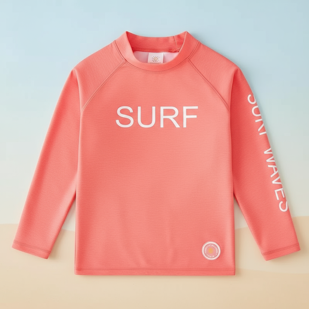 SunShield – Skyddande och smidig – barnsurfskjorta med långa ärmar och UPF 50+ Persikrosa / 130 (6–7 år) | Pedagogiska Träleksaker