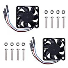 GeeekPi 2 st Raspberry Pi fläktar med justerbar hastighet, Raspberry Pi PWM-fläkt, Raspberry Pi hastighetsreglering 40 mm fläkt DC 5 V tyst kylare kylare för Raspberry Pi Range (svart)