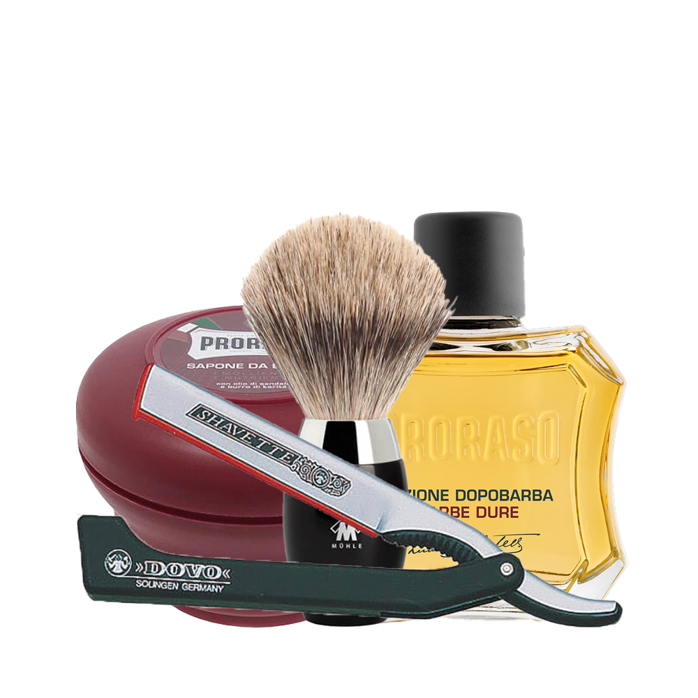 Shavetteset med Proraso Red - Röd / Svart / Silver / Krom