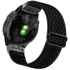 ahayo Elastiskt klockarmband för Garmin Fenix 7/Fenix 6/Fenix 5/EPIX 2, snabb passform 22 mm mjukt töjbart nylonarmband för Garmin Forerunner 955, Instinkt 2 solar, Approach S62, Quick Fit 22mm, Nylon