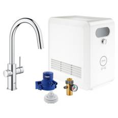 Spültischmischer Grohe Blue Professional Starter Kit, herausz. C-Auslauf chrom mit Kühler