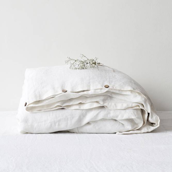 Dynebetræk Vasket Hør - White - Linen Tales - 200x220