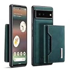 Phone Case Läderplånboksfodral Compatible with Google Pixel 6A, magnetiskt löstagbart Trifold-plånboksfodral med korthållare Ficka Kickställ Stötsäkert skal kompatibelt med Google Pixel 6A Smartphone