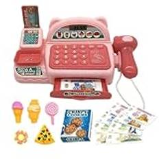 Early Math Skills Register, livsmedelsbutik Playset, Play Cash Register, Kids Cash Register Toy, Kalkylator Cash Register Toy Kids Play Cash Register with Light and Sound for Grocery Store Play