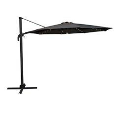 Roma parasol 360-rotation LED mørkegrå 300cm