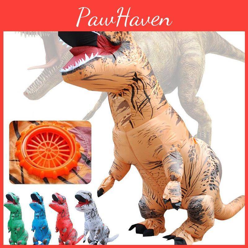 Iögonfallande T-rex Uppblåsbar Dinosauriedräkt För Barn Cosplay Äventyr orange