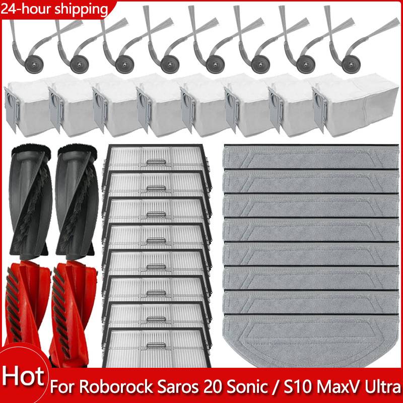 For Roborock Saros 20 Sonic / S10 MaxV Ultra Vacuum Parts Main Roller Side Brush Filter Mop Cloth Dust Bag