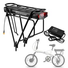 Gepäckträger Ebike Akku 36V 15AH mit Ladegerät & Gepäckträger für 750W 500W 350W 250W 200W Motor, Elektrofahrrad Batterie für 26"-29" Fahrräder Scheibenbremse V-Brake Hinterrad